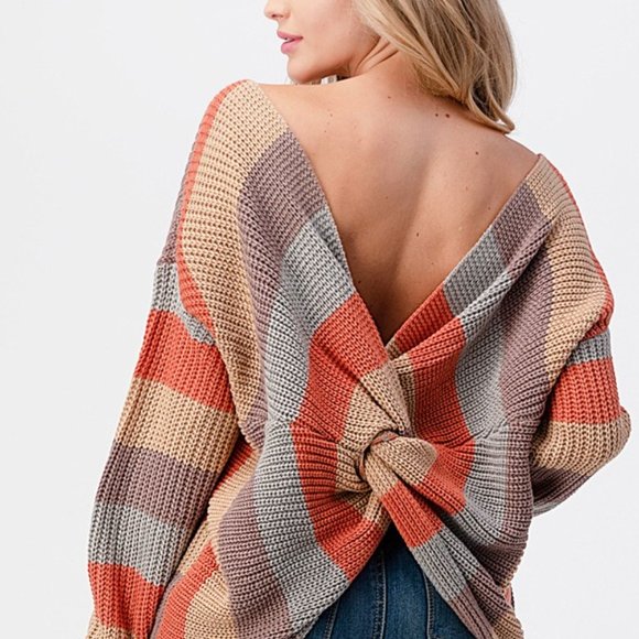 Cozy Reversible Multi Strip Sweater - Picture 4 of 4